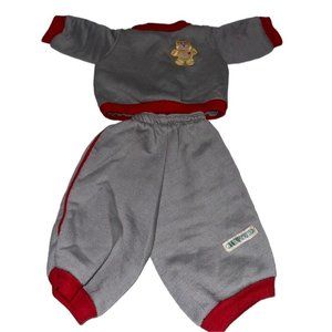 VTG 1980s COLECO CABBAGE PATCH KIDS DOLL GRAY RED TEDDY BEAR JOGGING SUIT